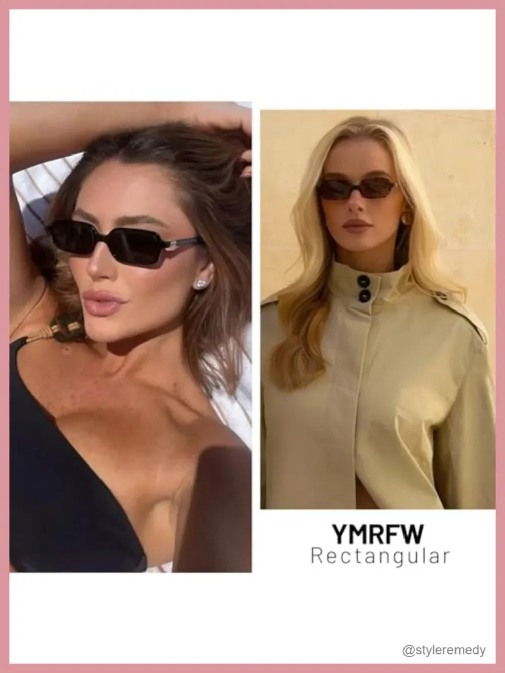 Retro Rectangular Sunglasses for Women Narrow Trendy Small 90s Style UV